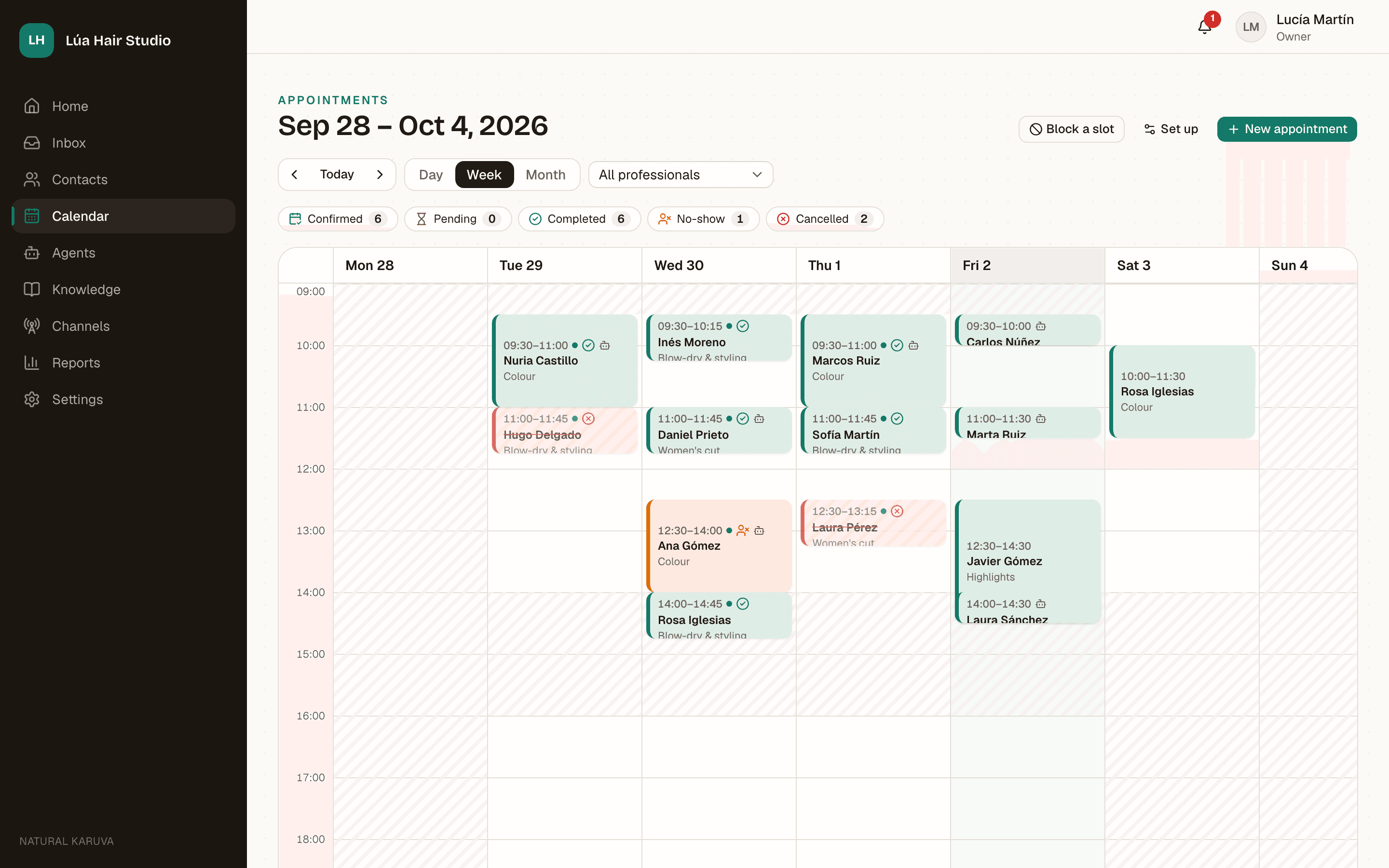 Natural Karuva screenshot: No double bookings
