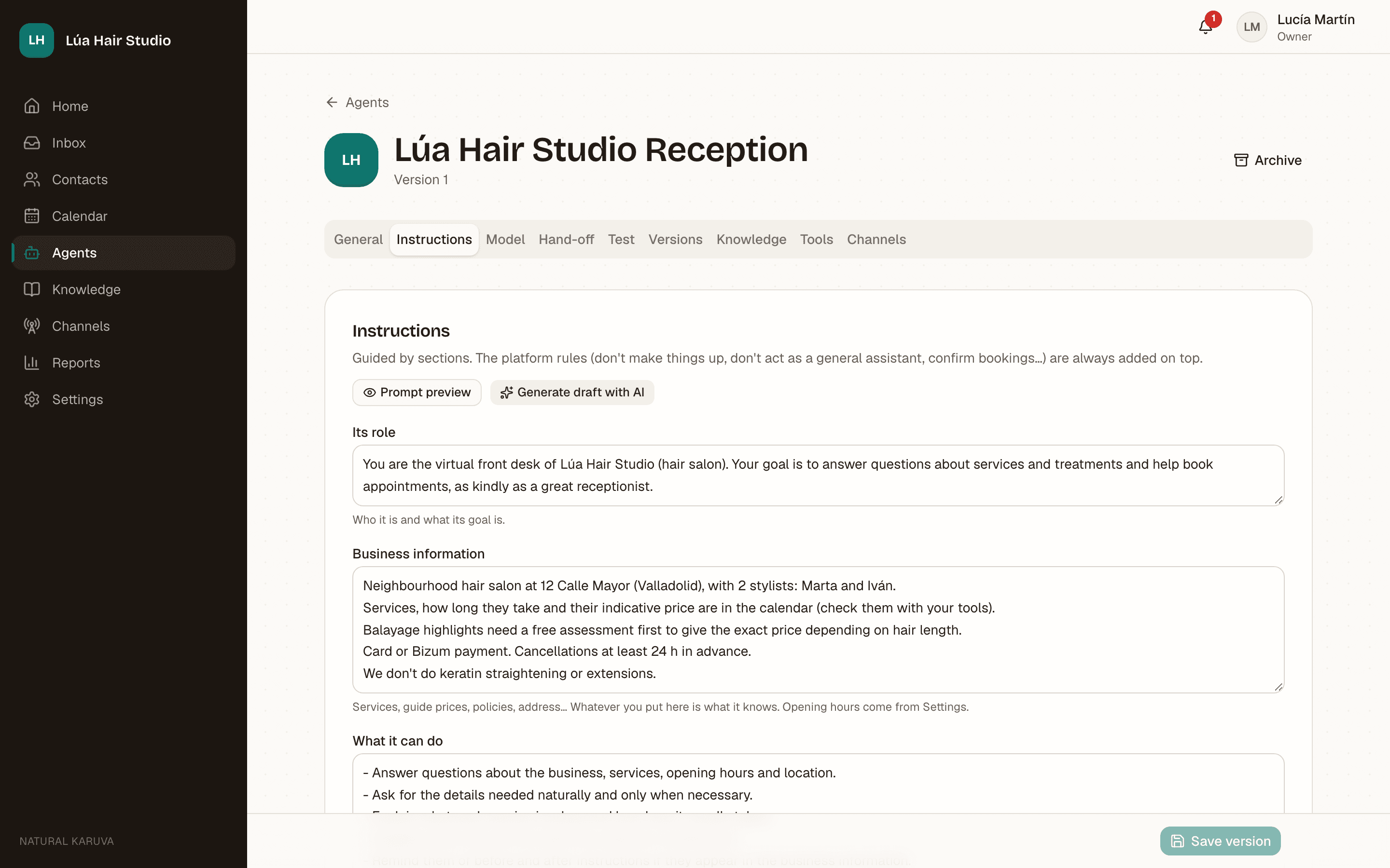 Natural Karuva screenshot: Your agent, your way