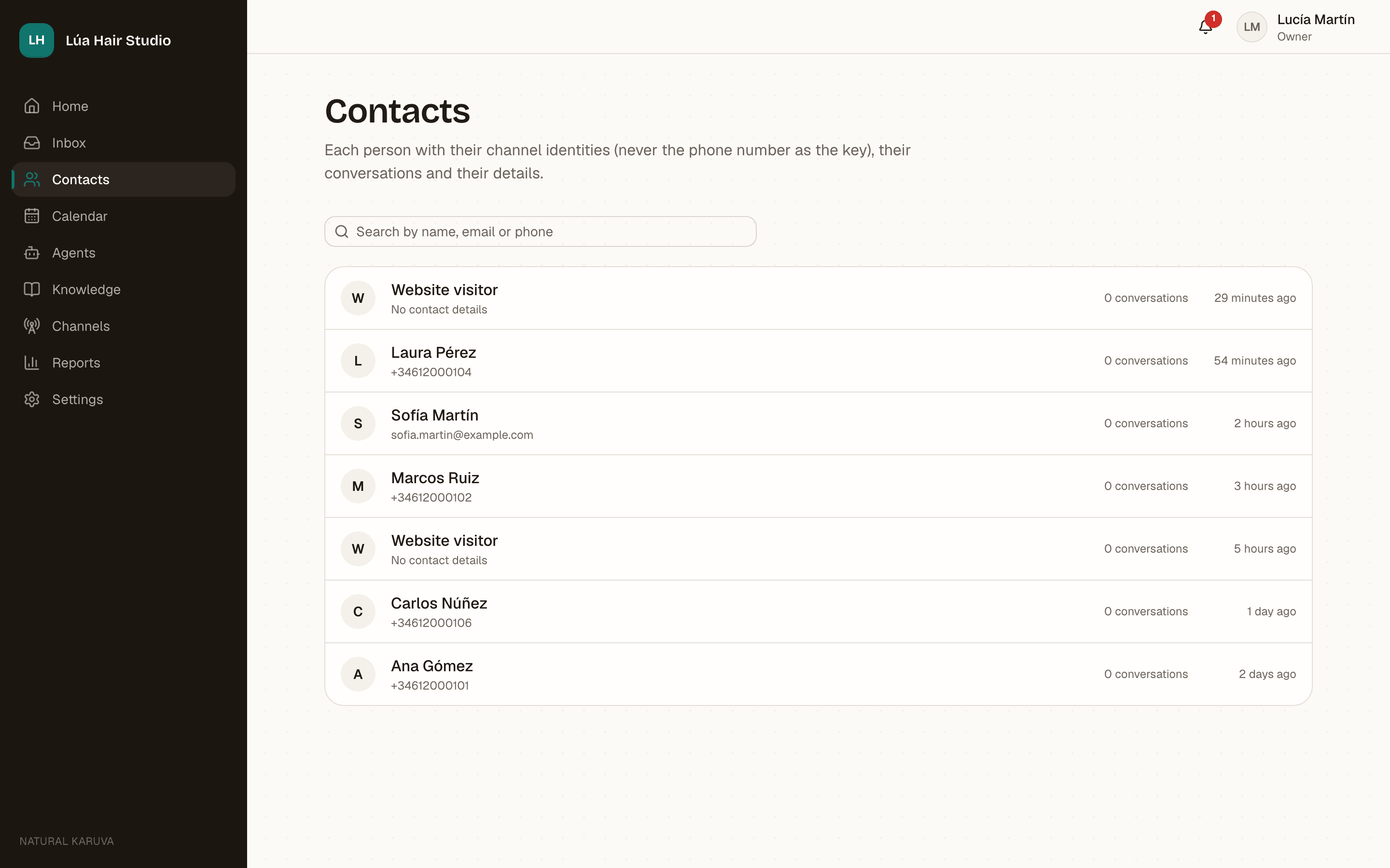 Natural Karuva screenshot: A profile for every customer
